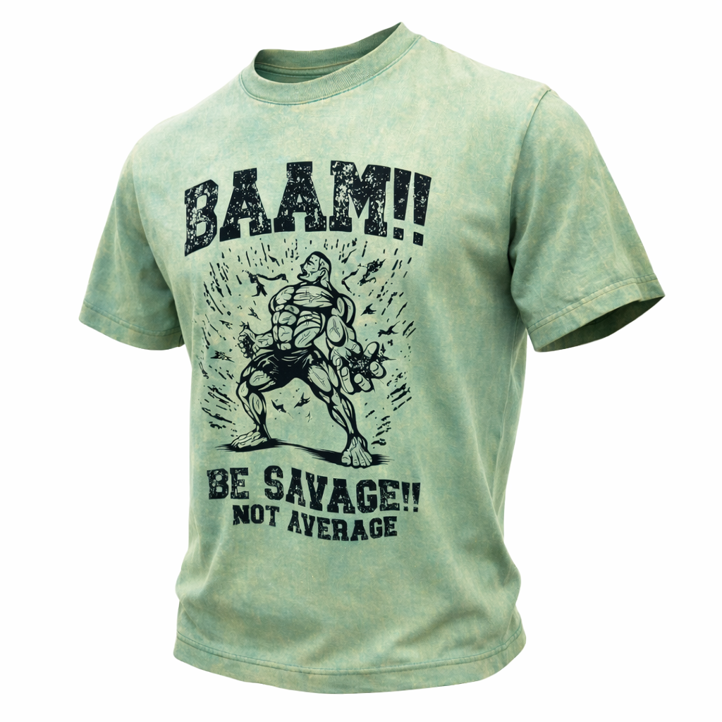 BAAM Savage T-Shirt Green Acid Washed M
