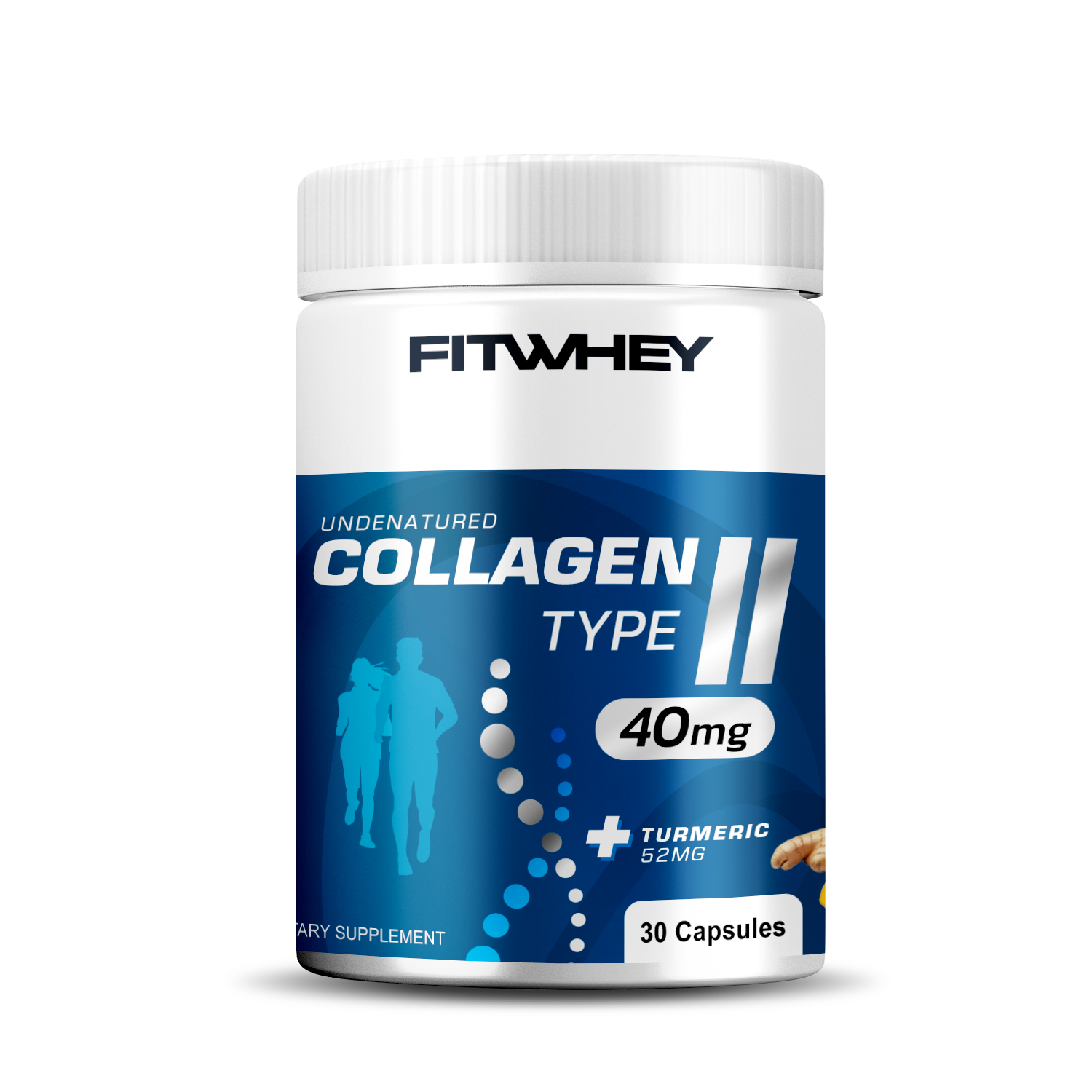 Undenature Collagen type II 40mg + Turmeric 52mg 30 Capsules (For 30 Days)