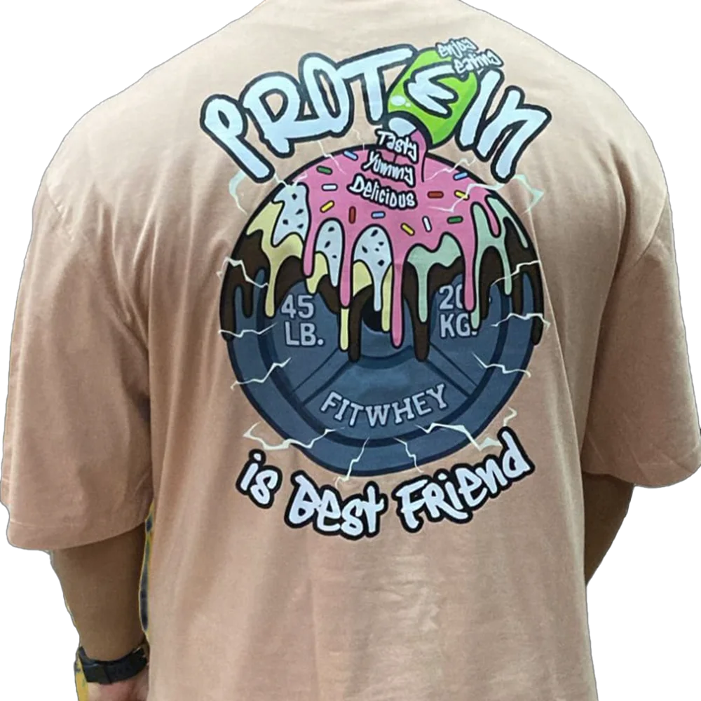 Over Size T-Shirt Protein Best Friend Peach L (Kid)