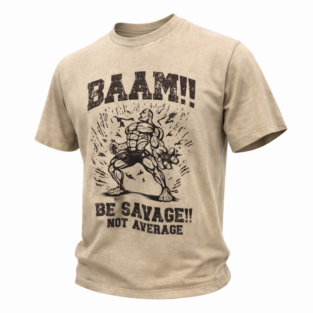 BAAM Savage T-Shirt Sand Acid Washe M