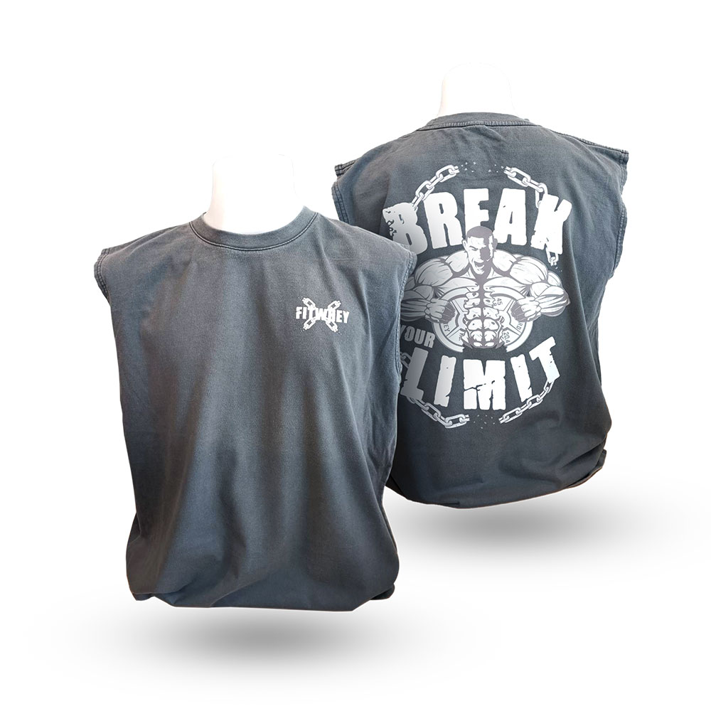 SLEEVELESS - SHIRT BREAK YOUR LIMIT - ACID WASH GREY L